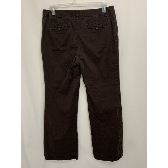 Talbots Womens 12 Brown Trouser Dress Pants Signature Flare Cotton Slash Pockets - Picture 7 of 7